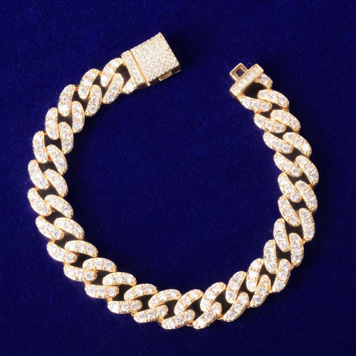 10mm Gold Color Miami Cuban Link Bracelet Bling Women Jewelry AAAA Zircon Charm Hip Hop Chain-2