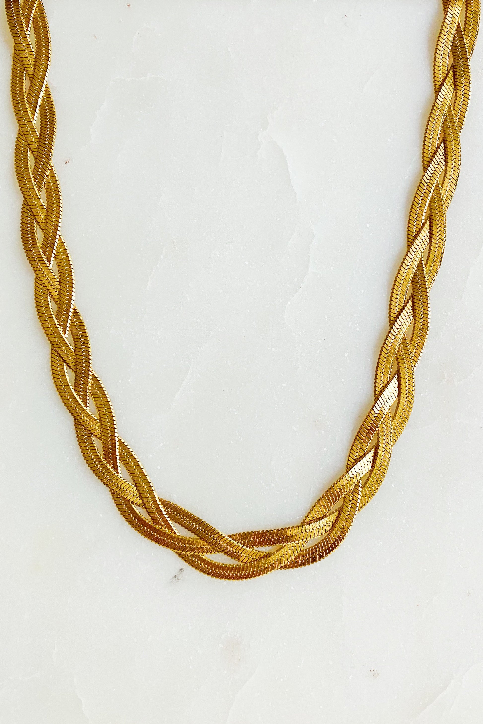 Braided Herringbone Chain Necklace-3