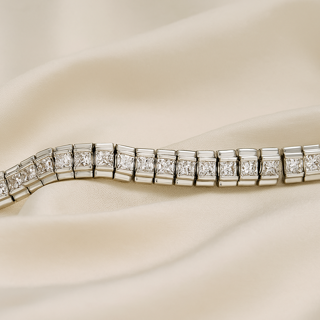 Elegance Refined – Rhodium Bracelet with Premium Clear Cubic Zirconia
