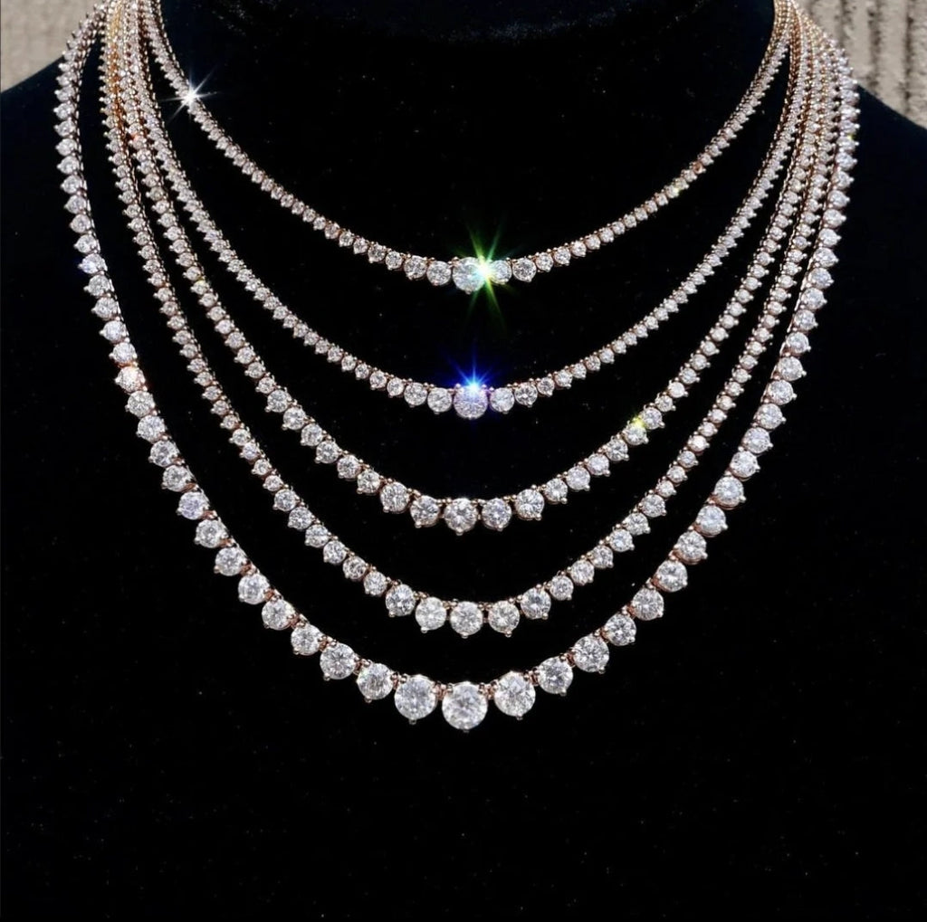 Cubic Zirconia Graduated Tennis Necklace. Zirconite 628N5316-3