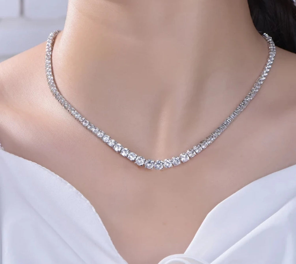 Cubic Zirconia Graduated Tennis Necklace. Zirconite 628N5316-0