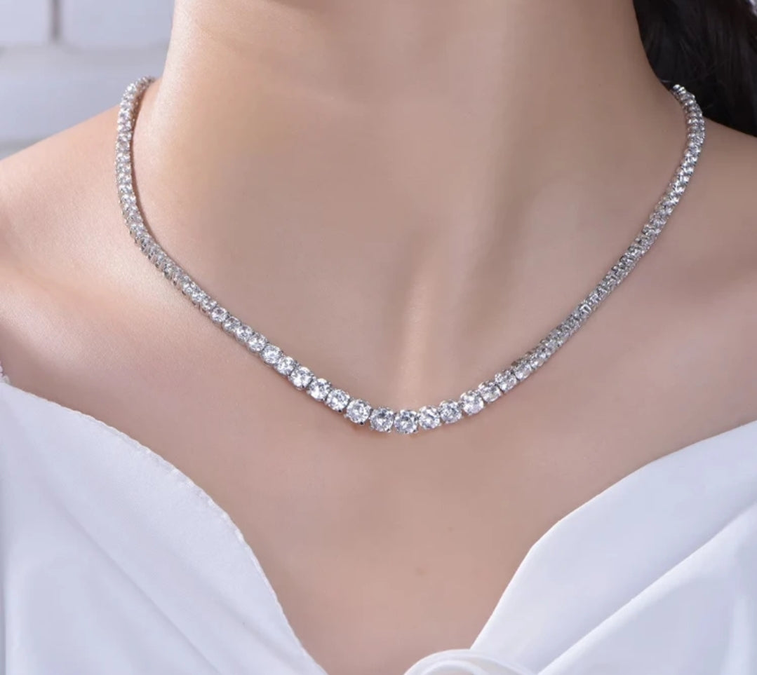Cubic Zirconia Graduated Tennis Necklace. Zirconite 628N5316-0