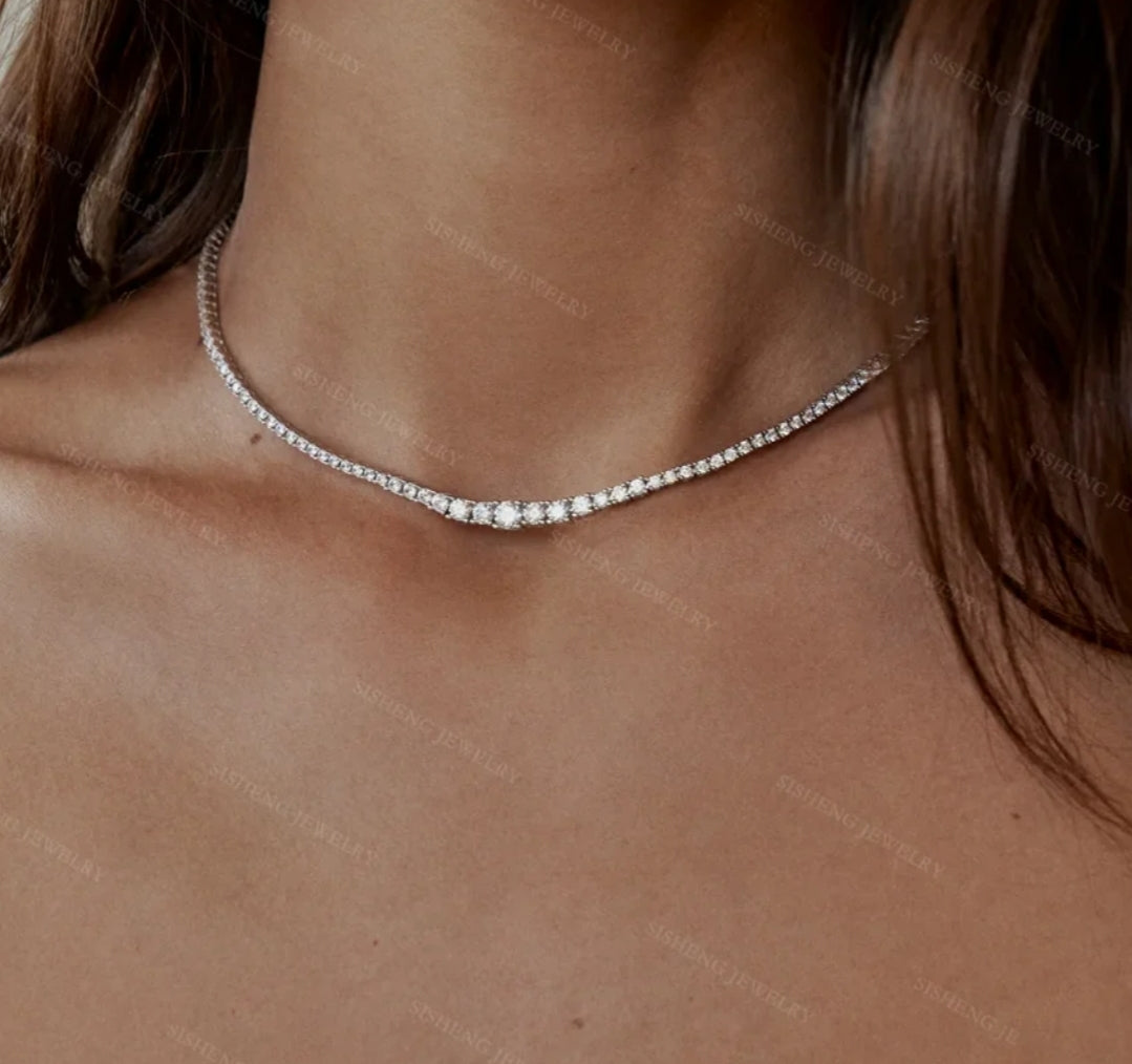 Cubic Zirconia Graduated Tennis Necklace. Zirconite 628N5316-1