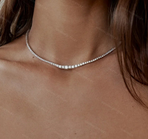 Cubic Zirconia Graduated Tennis Necklace. Zirconite 628N5316-1