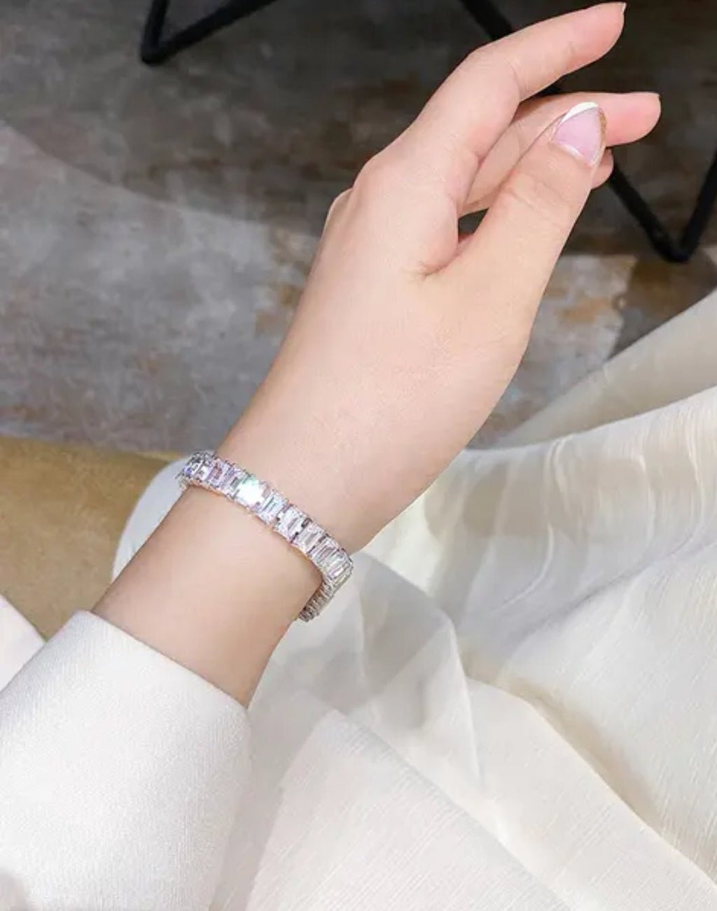 Emerald cut Zirconite Cubic Zirconia Bracelet. 602B30169-1